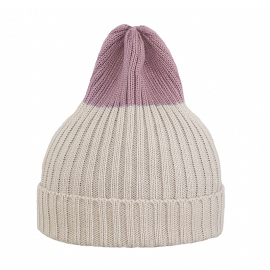 Двухцветная шапка Tamanegi бежевая/пыльно-розовая